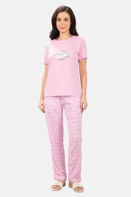 Amante Full Length Pyjama Bottom - Powder Pink Floral Print — image 5